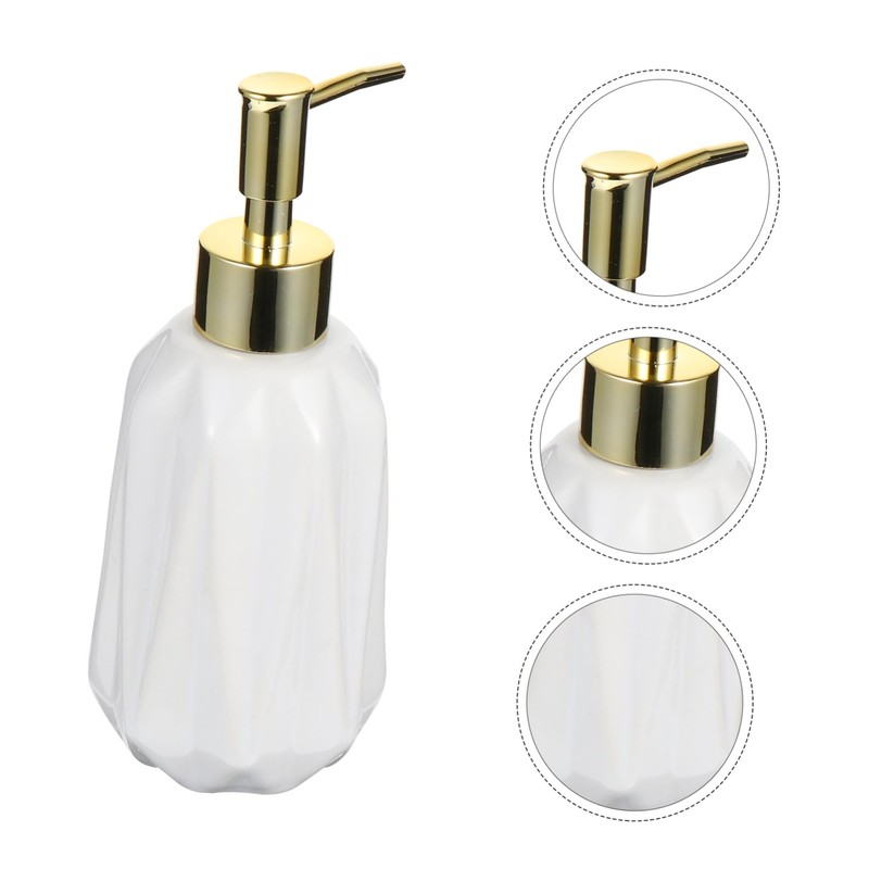 IWOWHERO Ceramic Refillable Lotion Dispenser Bottle White Press Pump Capacity