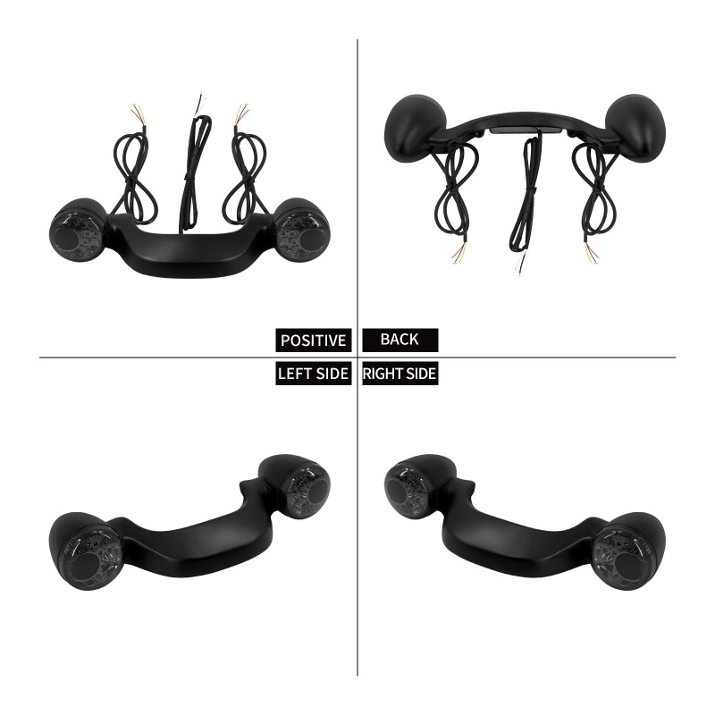 HDBUBALUS Matte Black Rear Turn Signal LED Light Smoke Lens