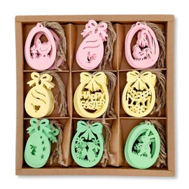 DARO DEKO Wooden Decorative Hanger 5 x 7 cm Easter Mix Pack of 54 Easter Decoration Easter Bunny Easter Egg