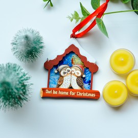 BlinkWishes Owl Christmas Ornament, Owl Couple Hanging Ornament for Christmas Tree Decor, for Owl Lovers, Women, Girls, Mom, Sisters, Kids, Owl