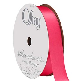 Berwick Offray 264584 5/8" Wide Single Face Satin Ribbon, Shocking Pink, 6 Yds