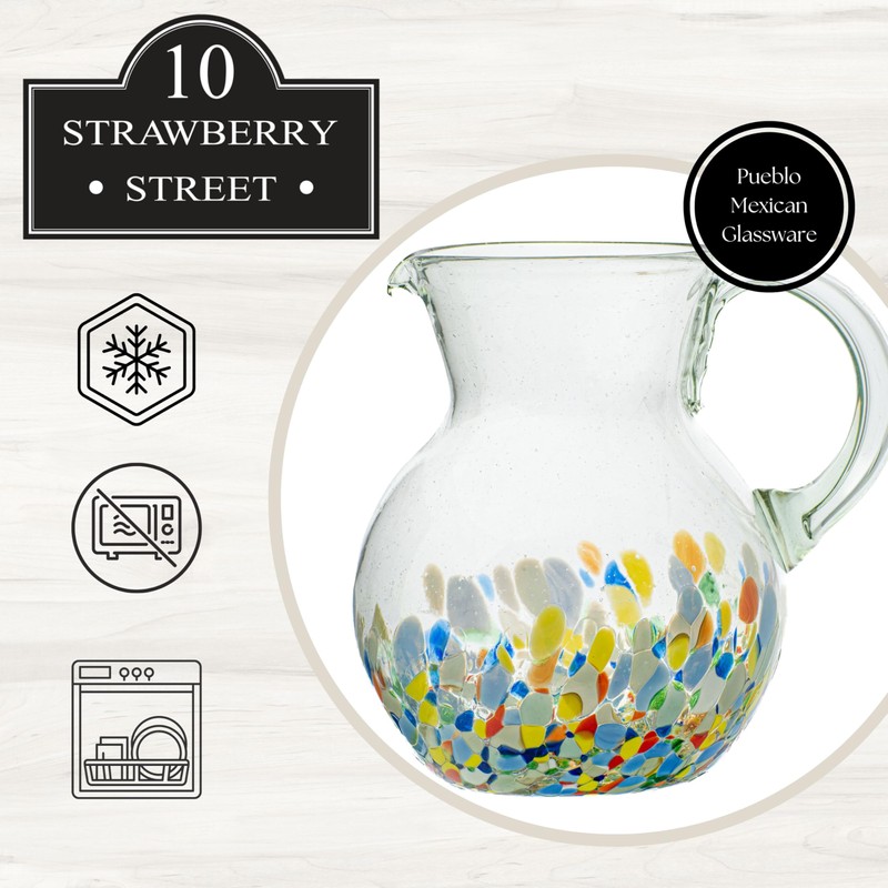 10 Strawberry Street Pueblo Mexican Glassware, Pitcher