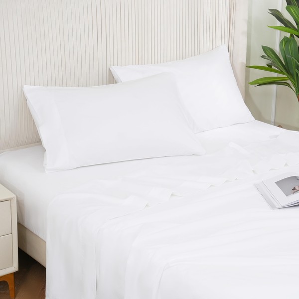 DOWNCOOL Queen Sheet Set - 100% Cotton Sheets Queen Size