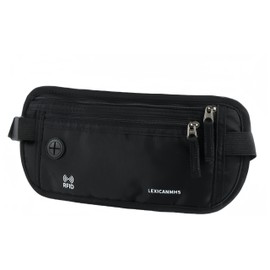 LEXICANMHS Anti-Theft Flat Bum Bag, black, money belt