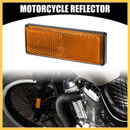 REPAIROCK 4pcs 3.46"x1.26" Universal Reflector - Rectangle Motorcycle Bike Safety Reflector Increase Visibility and Safety on The Road - Plastic Red Orange Auto Replacement Parts