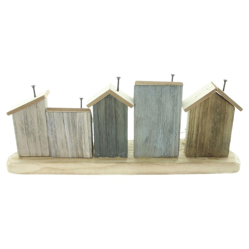 FRANK FLECHTWAREN Decorative Houses Beach Promenade, Wood, Metal Nails, Shells,