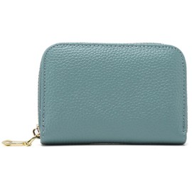 [aimerch] Genuine Leather Card Case, Pouch, Coin Purse, Small, Card Slot, Wallet, Bag, Large Capacity, Prevents Skimming, blue (light)