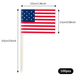 American Flag Toothpicks for Appetizers 100 Pcs Usa Flag Small American Flags on Stick Cocktail Picks Toothpicks Flag Mini American Flags on Stick Fancy Toothpicks for Appetizers Party Supplies