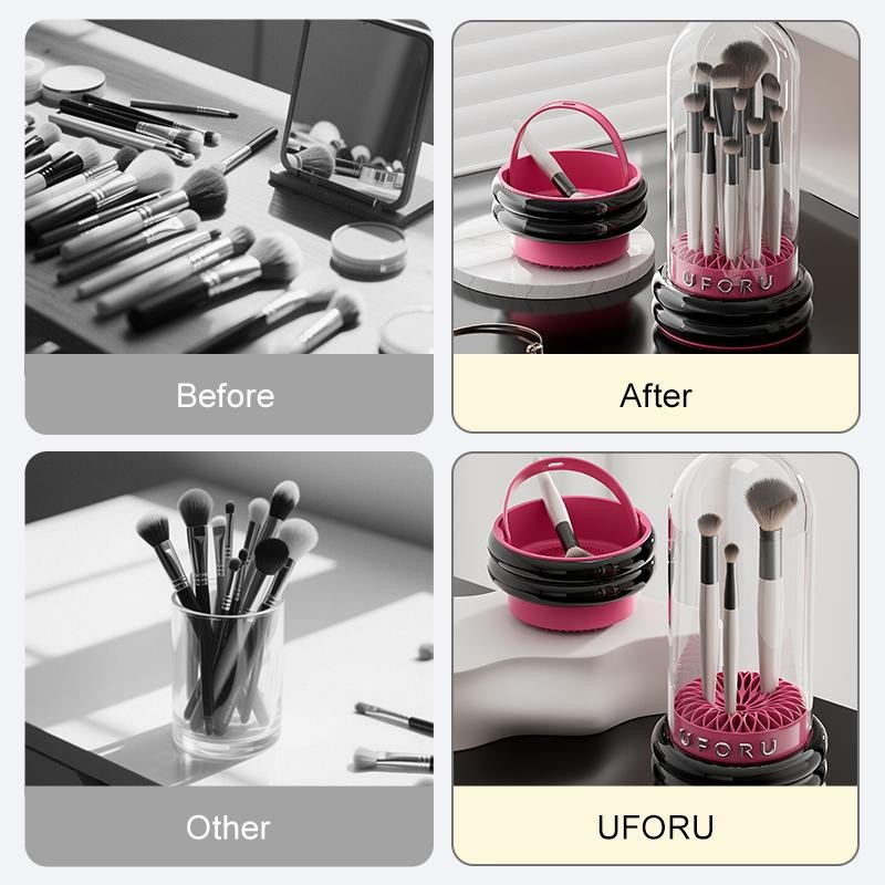 UFORU Makeup Brush Holder Organizer, Dustproof Desktop Storage Rack, Beauty