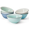 18 oz Ceramic Soup Bowls Set of 6, Blue Pasta
