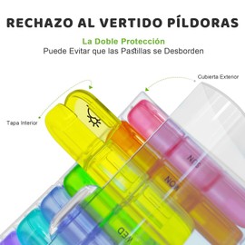 MXCOCO Organizador de Pastilla con Capacidad Grande para 7 Días y Porciones para Mañana Mediodía y Noche, Pastillero Semanal con 21 Rejillas Semanal y Caja Organizada Portátil para Viaje