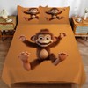 ZHDEDSP Children's Bed Linen Set with 3D Monkey Motif, Single