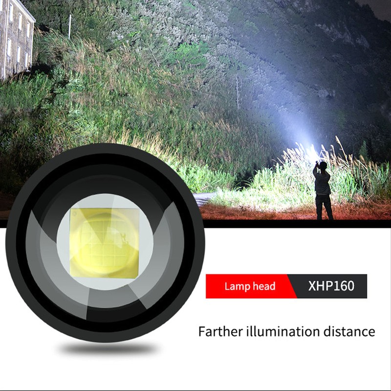 Telescopic LED Flashlight High Bright USB Rechargeable Zoomable Flashlights IPX4
