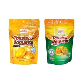 Combo - Butter Toasted Baguette and Garlic Toasted Baguette - Banh Mi Bo va Banh Mi Bo Toi - 3 Oz per Bag with 1 Butter and 1 Garlic - Baked in USA