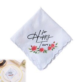 Musiook 1 pcs Elegant Wedding Handkerchief, Happy Tears Tissues Wedding, Happy Tears Handkerchief, Tissues Gift for for Mother Father of Weddings Party Accessories