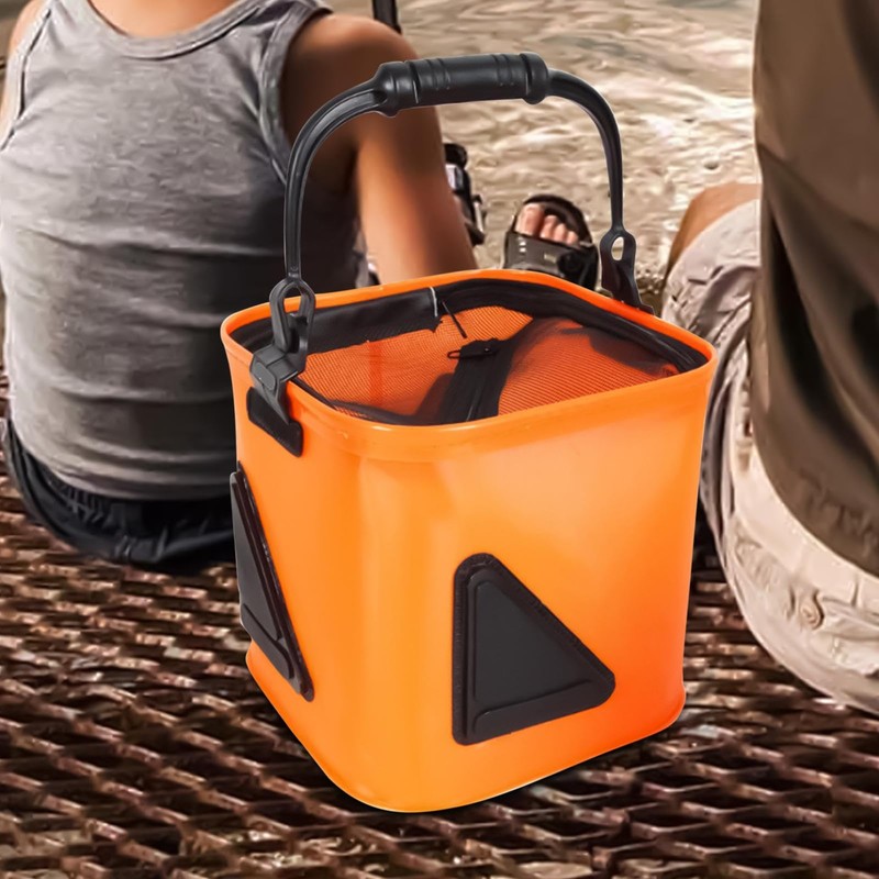 Fishing Bucket - Wider Handle Foldable Fishing Bait Bucket,Multi-Functional Fish