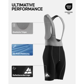 DANISH ENDURANCE Men's Cycling Shorts or Cycling Shorts with Seat Pad, Black/Grey Shorts