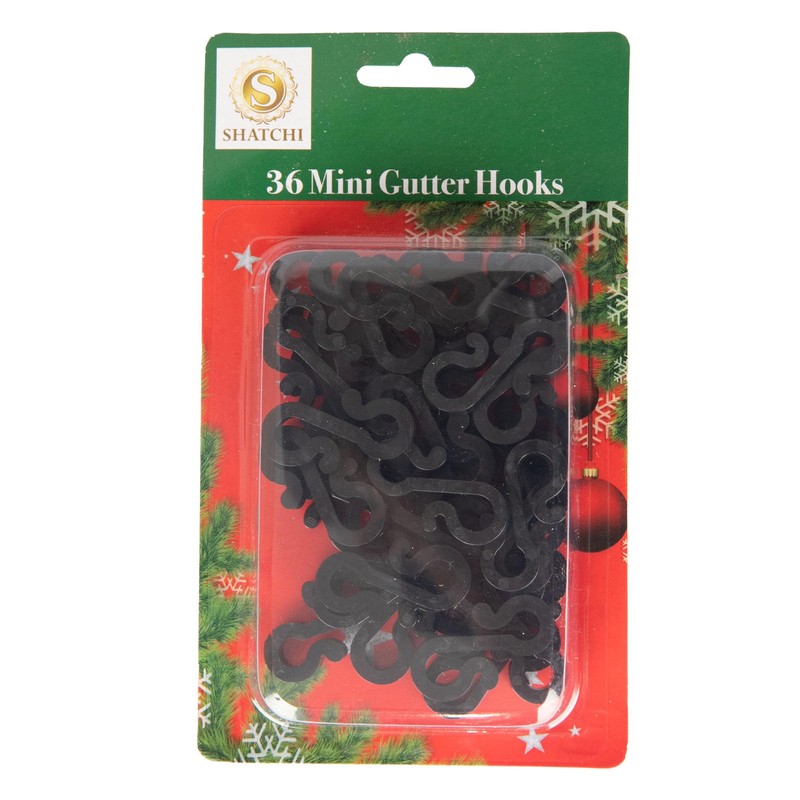 SHATCHI 36Pcs Black Mini Gutter Hooks S Shape – Reusable
