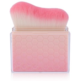 Retractable Self Tanning Brush with Cover, Self Tanner Applicator Body Makeup Brush for Blending Liquid Foundation Sunscreens Face Leg Arm (Pink-White Gradient)