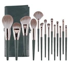 Juego de brochas maquillaje, 14 piezas brocha reparación colorete en polvo, juego completo herramientas belleza                                       