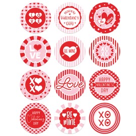 WhatSign 36Pcs Valentines Day Stickers Valentine Labels Stickers Gift Tags Happy Valentines Heart Stickers Valentine Stickers for Cards Envelope Seals Boxes Gift Wrap Valentine Party Favors Decoration