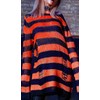 Vinsekep Women's Punk Gothic Sweater See Through Hole Ripped Striped