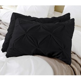 King Pillow Shams Set of 2 Pinch Pleated Black Pillow Shams King Size 20X36 Pinch Pillow Covers 100% Egyptian Cotton 600 Thread Count Hotel Class Bedding King Size Decorative Pinch Pillow Shams Set