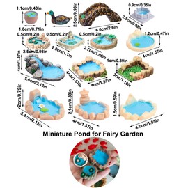 Fairy Garden Pond 15 Pack Mini Pond for Fairy Garden Accessories Small Pond Figurines for Zen Garden Accessories Miniature Things Stuff Kit Tiny Resin Figures Little Bridge Statue Gifts Brown