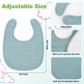 RAINFLOW Baby Bibs for Unisex Boys Girls - Drool Bibs,Soft Cotton Baby Drool,Adjustable with Easy Snaps,6 Solid Colors Set for Drooling and Teething