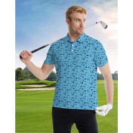 GUYEP Dad Golf Shirts for Men Best Dad Ever Gifts Golf Polos Short Sleeve Moisture Wicking Quick Dry Blue Polo Shirts for Father Gifts