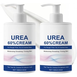60% Urea Cream, Urea Foot & Hand Cream for Dry Cracked, Moisturizing, Smoothing and Softening with Salicylic Acid, Coconut Oil(3.53Oz/Pcs) (2Pcs)