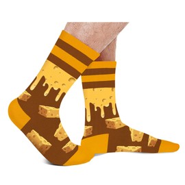AGRIMONY Funny Socks for Men Women Teens-Cheese Mens Fun Fathers Day Novelty Gifts for Dad Husband Funky Cotton Crazy Food Crew Socks - Valentines Gifts Christmas Funny Gifts Stocking Stuffers