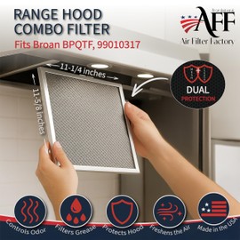 Air Filter Factory Range Hood Filter BPQTF, 99010317, QT2000, WA6500, WA65F, S99010317 Replacement For Broan Nutone Aluminum Grease Mesh Charcoal Carbon Combo Filter 11-1/4" X 11-5/8" X 3/8" 2-Pack
