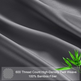 HCORA 100% Viscose Derived from Bamboo Pillow Cases Set of 2, Breathable Cooling Pillowcases for Hot Sleepers, 600 Thread Count, Silky Soft, King Size, Grey