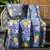 OHS Blanket Throw Lemon Print, Blue Sofa Bed Picnic Garden
