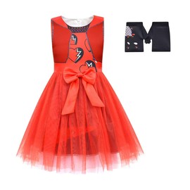 VARWANEO Descendants 3 Costume Birthday Party Supplies Outfits for Girls Princess Dress Up Tulle Mesh Dress (Color-1, 9-10)