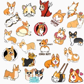 Korgi Sticker Animal Corgi Sticker Set 50 Pieces Cute Animal Decoration for Car Laptop Skateboard Bicycle Moped Motorcycle Bicycle Computer Suitable for Adults Children