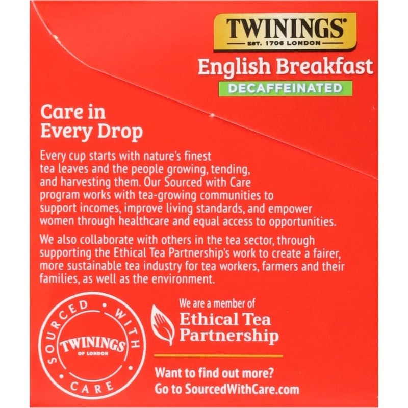 Twinings English Breakfast Tea, Decaffeinated, Tea Bags, 20 ct