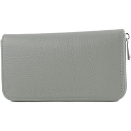 modamoda de SILBER-P02 Women's Leather Wallet Long Handmade in Italy, Teleggrey.