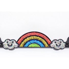 Creathome Shining Rainbow Pattern Diamond Chain License Plate Frame from Pure Zinc Alloy Metal Perfect Plate Holder,Matt Black with Classic Diamond Chain