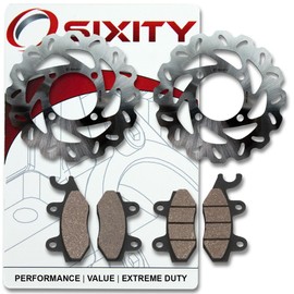 Sixity Front Ceramic Brake Pads Rotor compatible with Yamaha YXR66F Rhino 660 Ducks Unlimited 2007 Complete Set