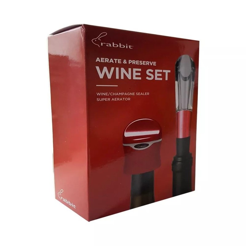 Rabbit Aerate and Preserve Wine Set, Wine/Champagne Sealer and Super