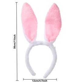 SOMUSICTY 2Pcs Easter Bunny Ears Headbands,Pink & Blue rabbit ears hat for Women Girls Boys Party Costume Accessories