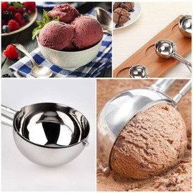 Ice Cream Spoons 1x 4/5/6cm Ice Cream Spoon Stainless Steel Spring Handle Masher Cookie Scoop for Fruit, Ice Cream, Mashed Food, Baking Spoon Scoopers (1 PCS, 4cm)