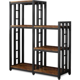 BRIGHTSHOW Kitchen Storage Shelf Bakers Rack, 6-Tier Coffee Bar Table, Kitchen Microwave & Mini Fridge Stand Shelves for Spices, Pots and Pans