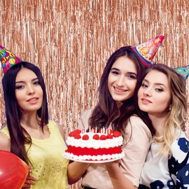 2 Pack Rose Gold Foil Fringe Backdrop Rose Gold Tinsel Backdrop Tinsel Curtain Backdrop Streamer Backdrop Curtain for Rose Gold Birthday Decorations Prom Decorations Party Streamers Decorations