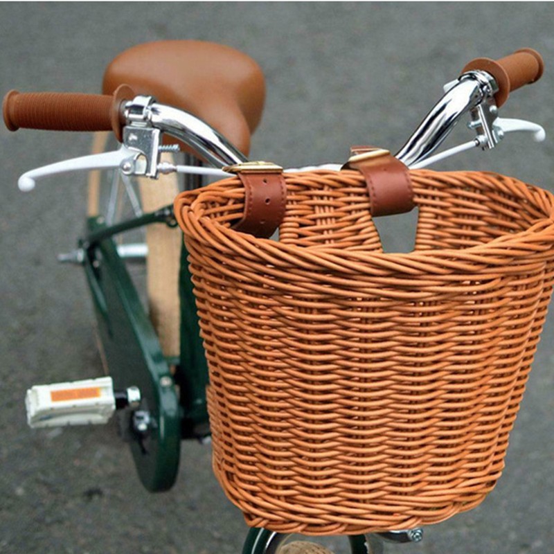Children Bike Front Basket Bicycle Hanging Basket Bicycle PP Rattan