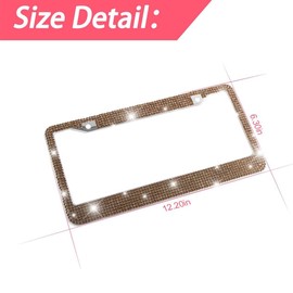 Bling 2PCS Car License Plate Frame, Handcrafted Crystal Stainless Steel License Plate Frame, Sparkly, Durable, Universal Fit, Car Accessories for Girls, Women (Coffee)