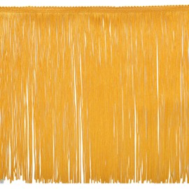 Trims By The Yard 12" Chainette Fringe Trim, Polyester-Made Decorative Fringe Trim, Versatile Fringes for Costumes, Uniforms, Home Decor, and Party Decorations, 5 yards, Yellow Gold