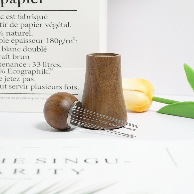 Coffee Stirrer Tool Wood Handle Stainless Steel Needle Easy to